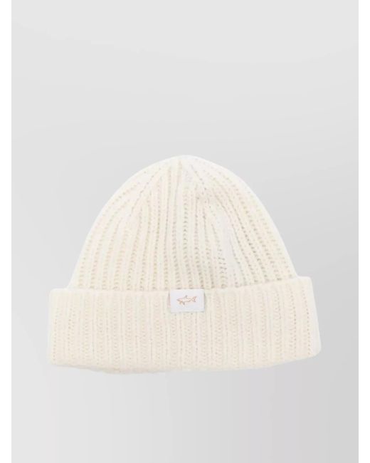Paul & Shark Natural Wool Blend Ribbed Beanie for men