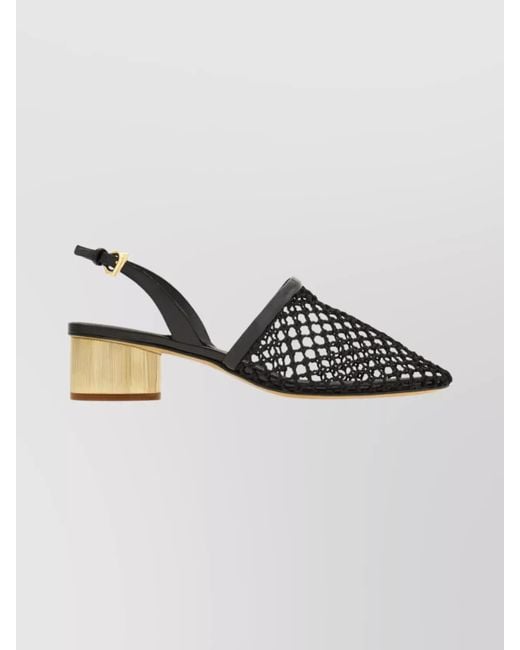 Ferragamo Metallic Mesh And Leather Slingback Sandals