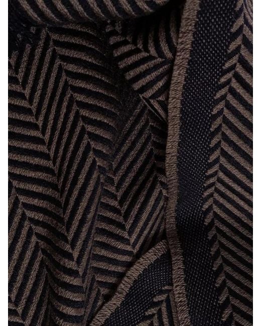 Giorgio Armani Black Virgin Wool Herringbone Scarf for men