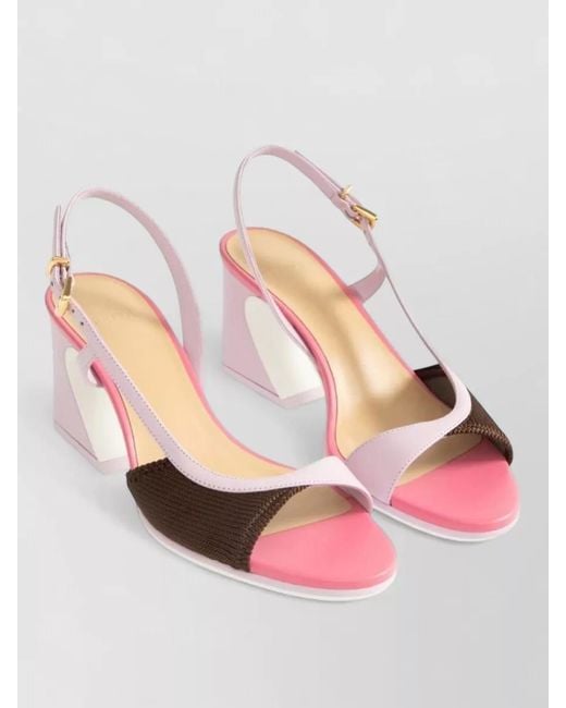 Fendi Pink Heel Sandals Buckle Detail Open Toe Slingback