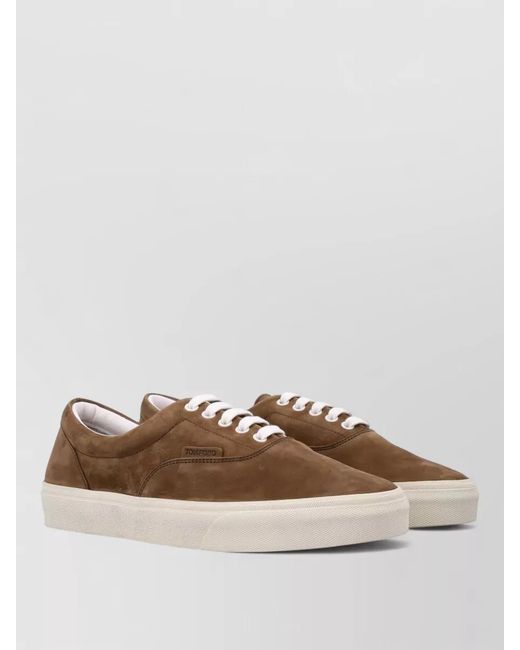 Tom Ford Brown Leather Low-Top Sneakers for men