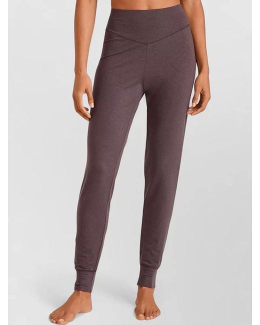 Calida Purple Pants Elastic Waistband Ribbed Cuffs Seams