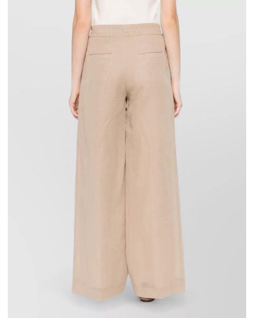 Brunello Cucinelli Natural Cotton Wide-Leg Trousers