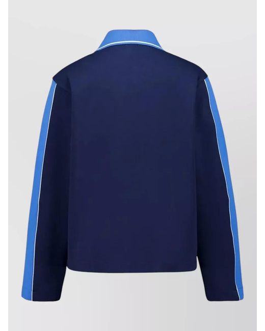 Casablanca Blue Polo Collar Sweatshirt Long Sleeve Stripes