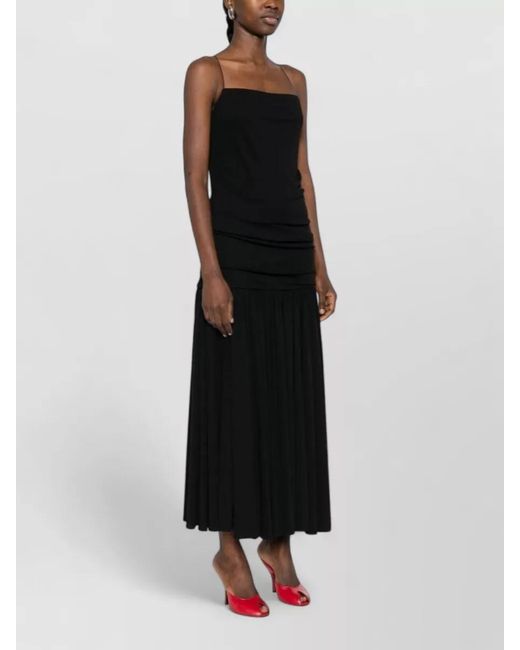 Jacquemus Black Gathered Pleated Maxi Dress