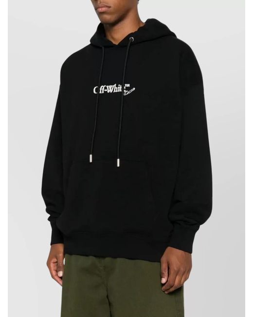 Off-White c/o Virgil Abloh Black Cotton Logo-Embroidered Hoodie for men
