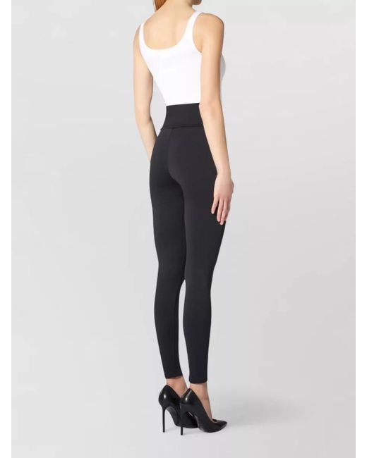 Wolford Blue Ribbed Seamless Leggings Elastic Waistband