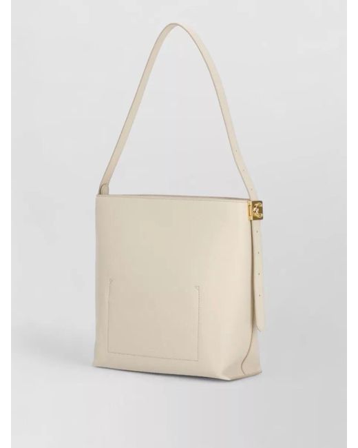 Coccinelle White Tote Bag Pebbled Leather Adjustable Strap