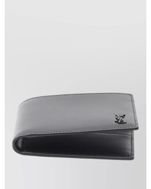 Saint Laurent Gray Calfskin Leather Wallet for men