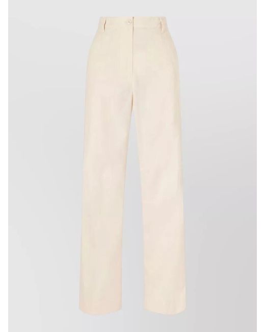 Dries Van Noten White Pincks Straight Leg Cotton Poplin Trousers