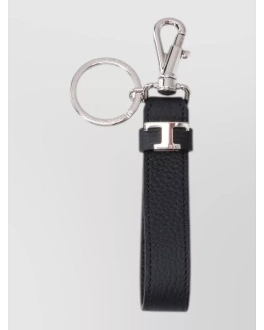 Tod's Blue Leather Strap Keyring And Metal Hardware for men