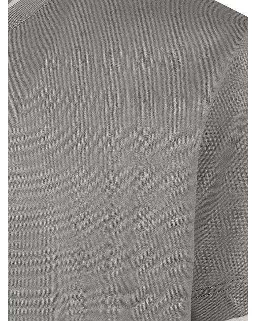 Eleventy Gray Crew Neck Short Sleeve T Shirt Contrast Trim for men