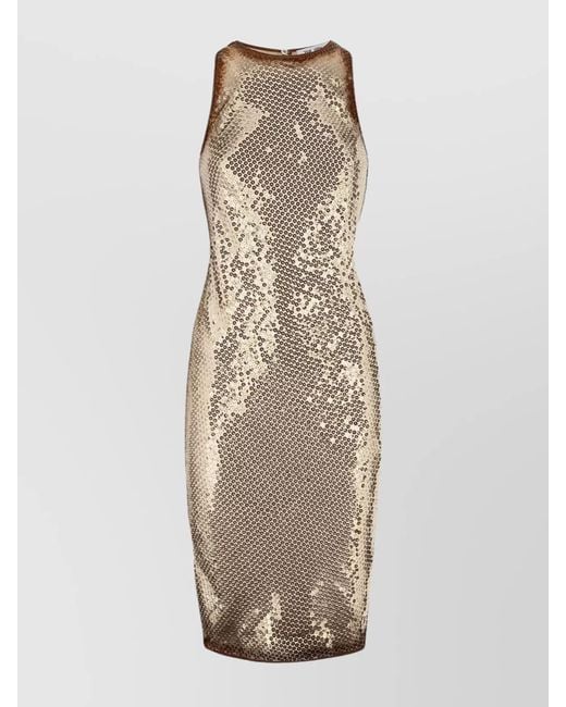 The Attico Natural Sequin-Embellished Sleeveless Mini Dress