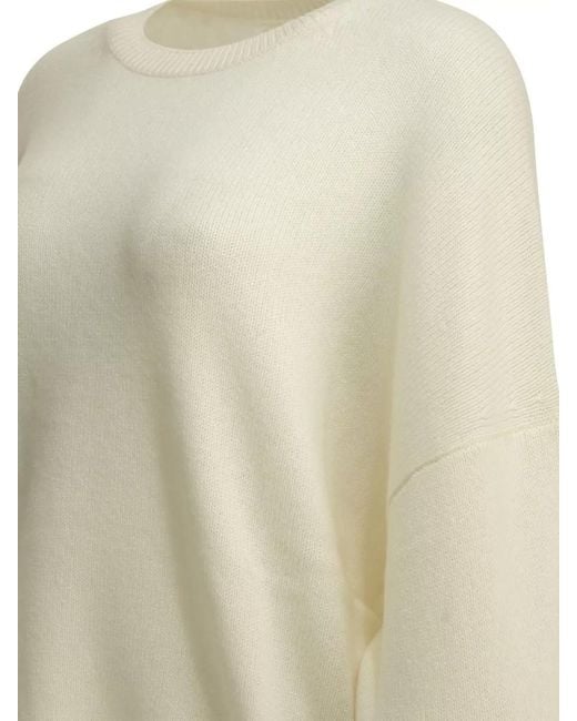 Lisa Yang White Knit Top Long Sleeves Loose Fit Round Neck