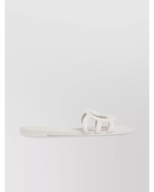 Gucci White Rubber Slide Sandals