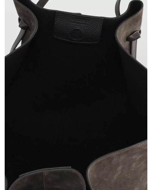 Yuzefi Black Suede Leather Shoulder Shopping Bag