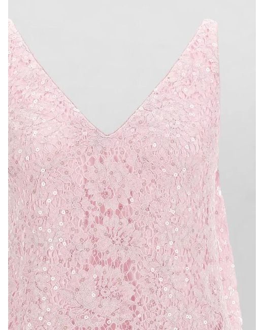 Self-Portrait Pink Sequin Floral Lace Mini Dress