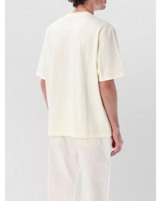 AMI White Scarf Detail T-Shirt Short Sleeves Crew Neck for men