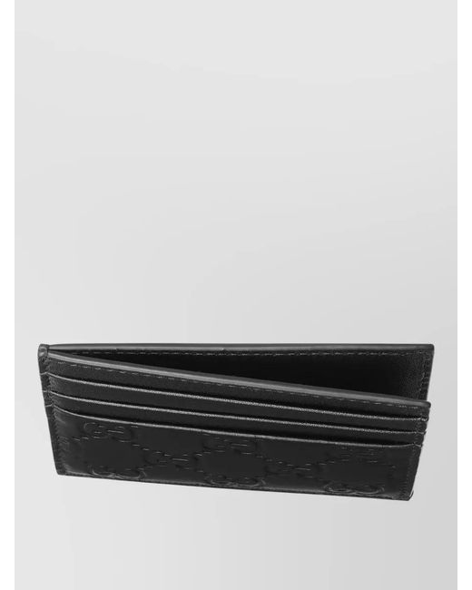 Gucci Black Leather Gg-Emblem Card Holder for men