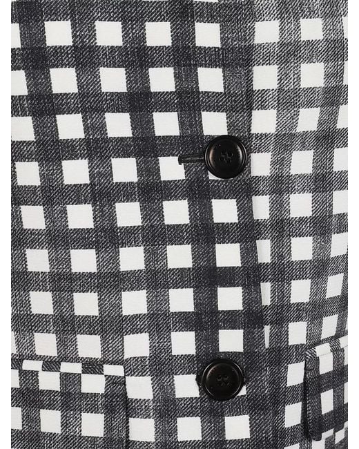 Ermanno Scervino Black Checked Jacket Long Sleeves Notched Lapel Pockets