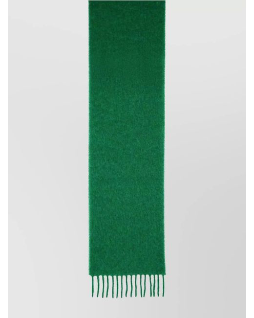 Marni Green Soft Alpaca Blend Scarf With Fringed Edges for men