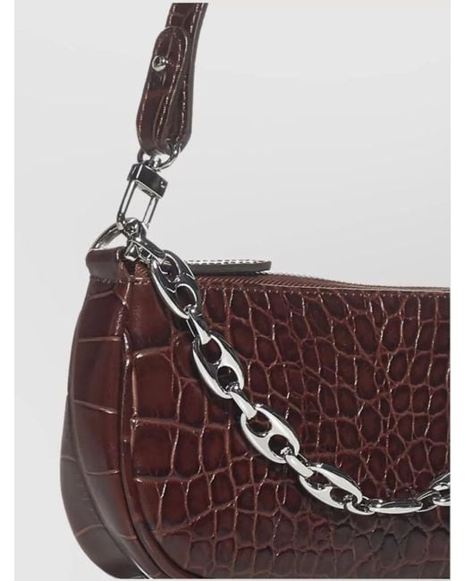 By Far Brown Mini Rachel Leather Shoulder Bag