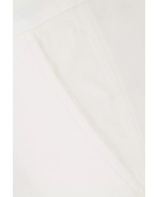 Max Mara White Stretch Cotton Tailored Trousers