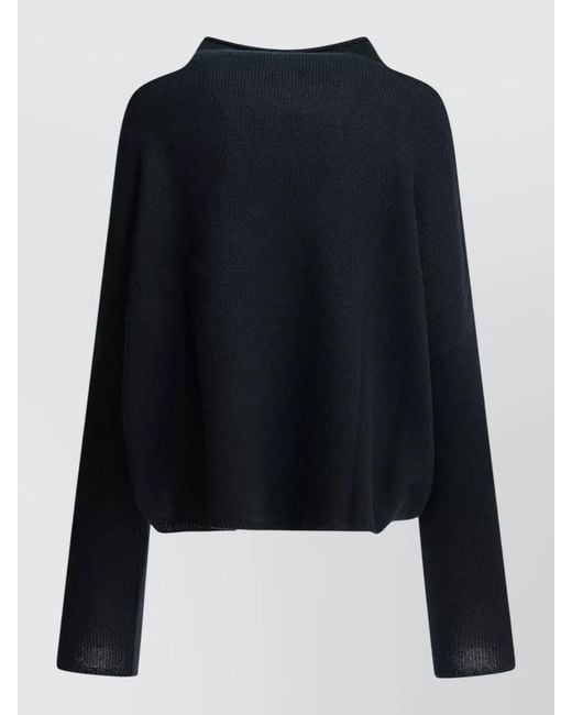 Lisa Yang Blue Cowl Neck Relaxed Fit Long Sleeve Top