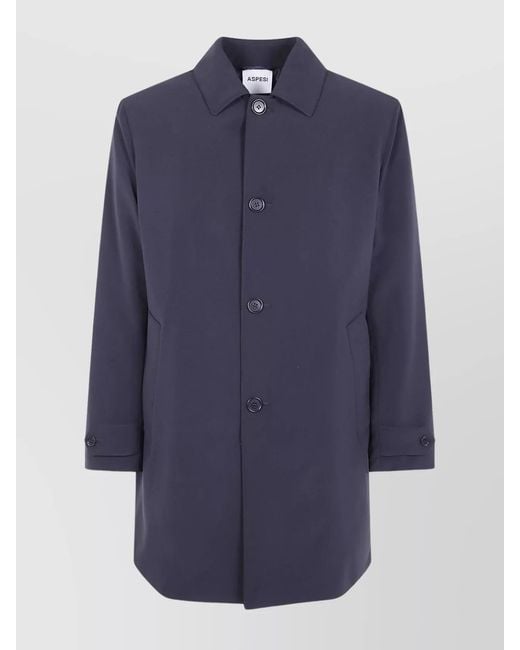 Aspesi Blue Single Breasted Coat for men