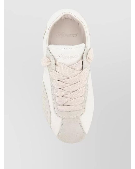 Represent White Leather Suede Lace Up Sneakers Logo Tongue for men
