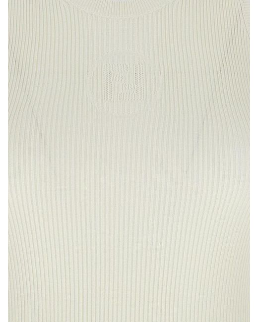Fendi White Silk Tank Top