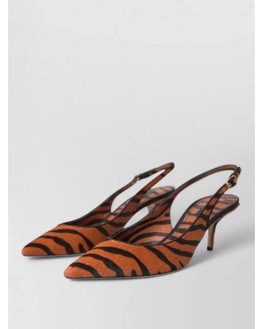 Dolce & Gabbana Orange Calf Hair Leather Zebra-Print Slingback Sandals