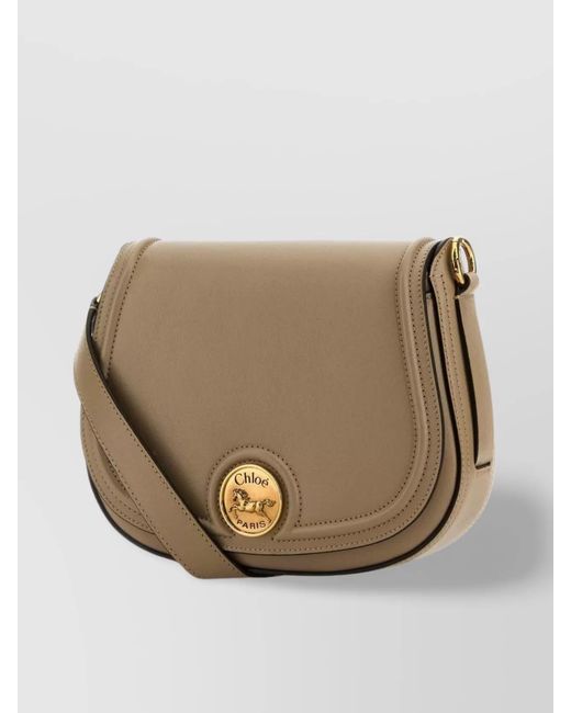 Chloé Natural Horse Medal Leather Crossbody Bag
