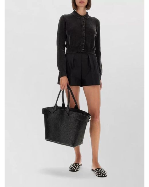 Alexander Wang Black Cropped Cardigan Collar Detail Long Sleeves