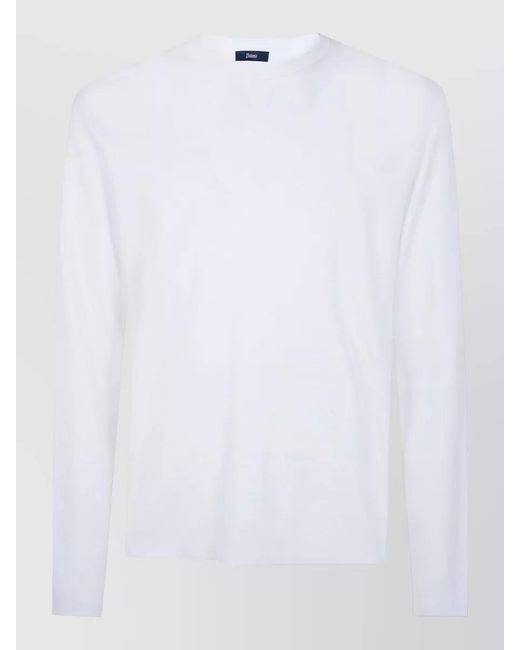 Herno White Long Sleeve Crew Neck Knit Top for men