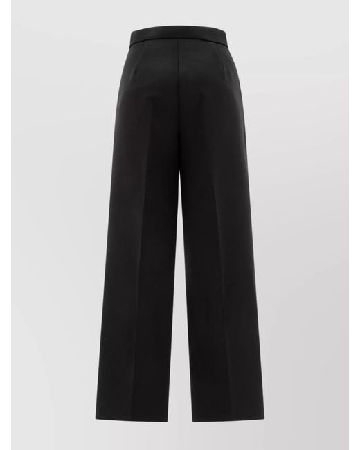 Max Mara Black Virgin Wool High-Rise Cropped Straight-Leg Slim-Fit Trousers