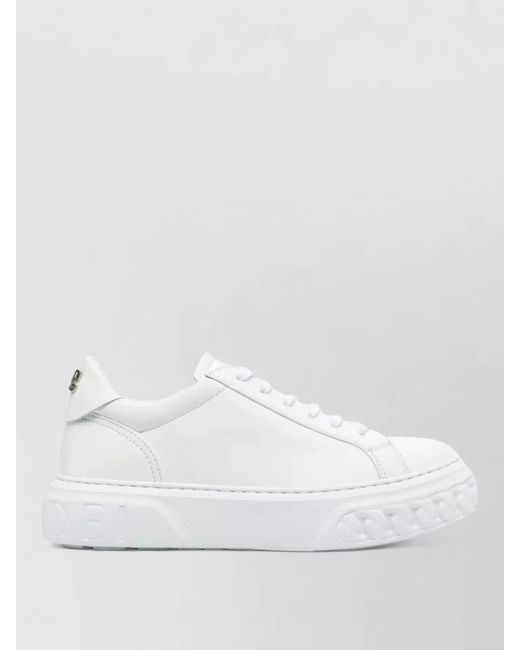 Casadei White Leather Lace Up Sneakers Chunky Sole