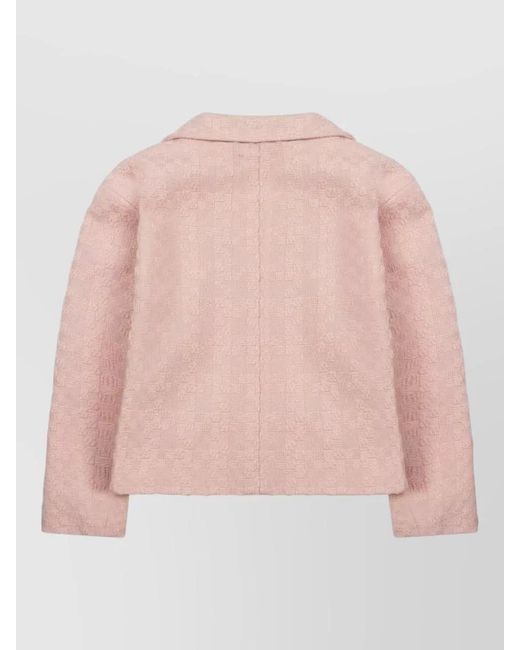 Céline Pink Wool Jacket Textured Fabric Notched Lapel Pockets