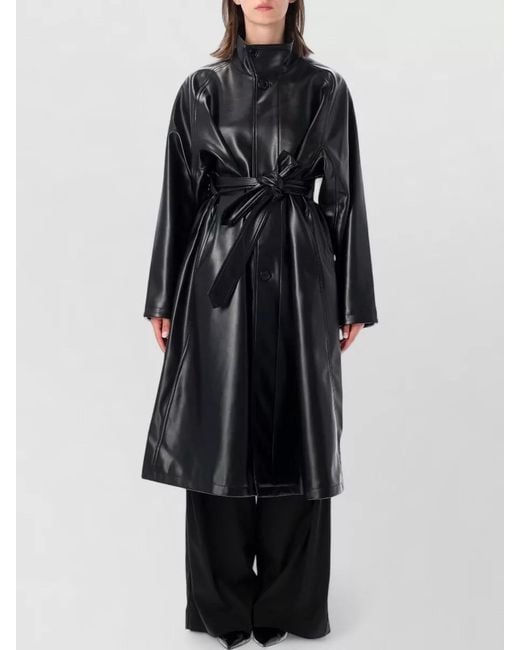 Frankie Shop Black Belted Faux Leather Trench Coat Calen
