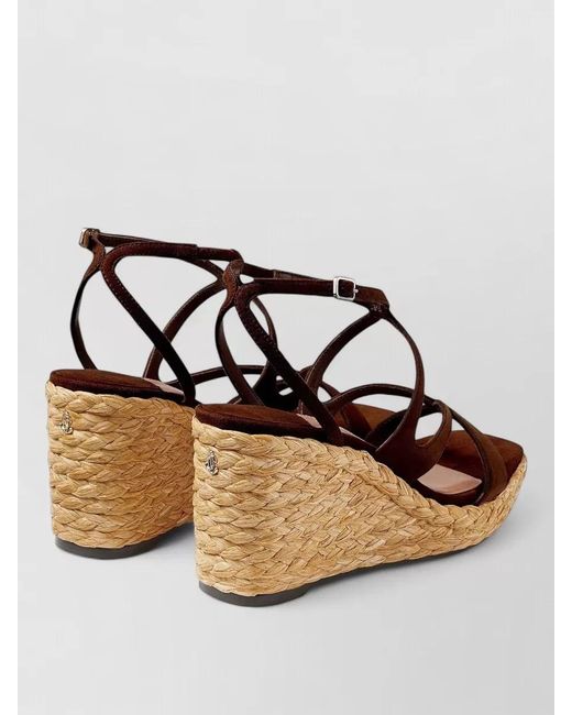 Jimmy Choo Brown Raffia Wedge Espadrilles