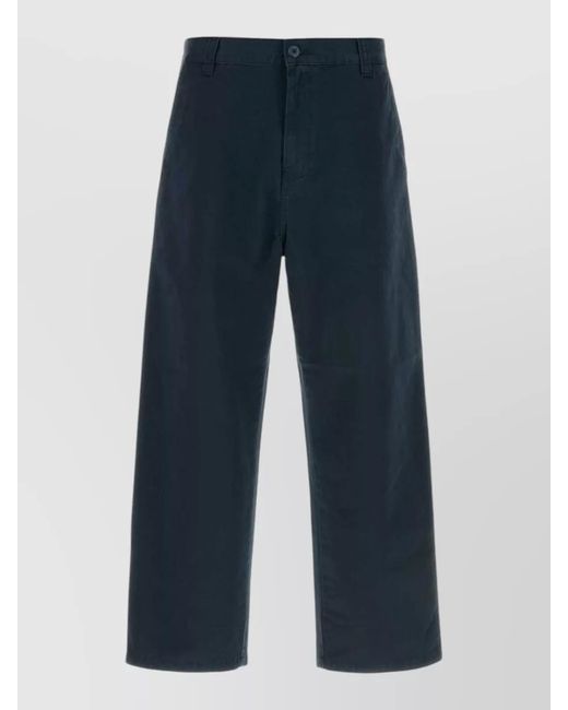 Carhartt Blue Brady Cotton Trousers Wide Leg Design for men