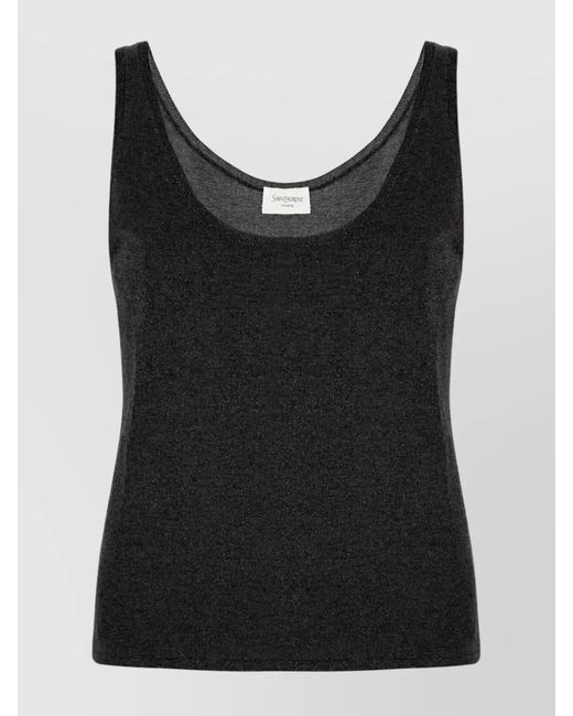 Saint Laurent Black Lurex Knit Tank Top