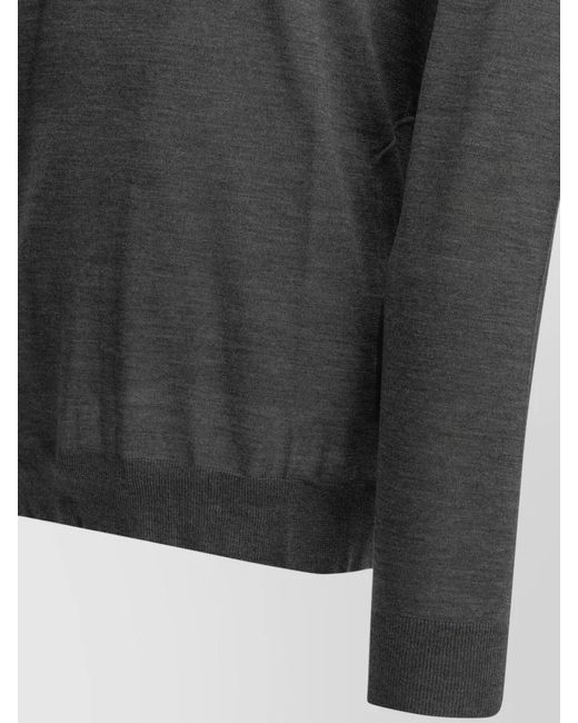 Golden Goose Deluxe Brand Gray Wool Knit Polo Shirt Long Sleeves for men