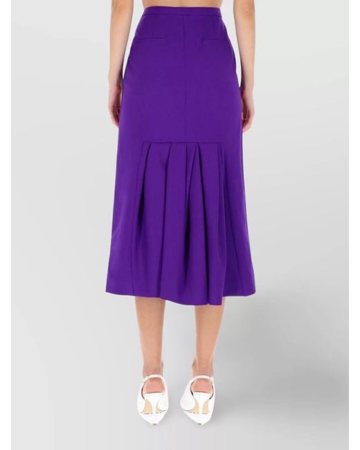 Dries Van Noten Purple Wool High-Rise Midi Skirt