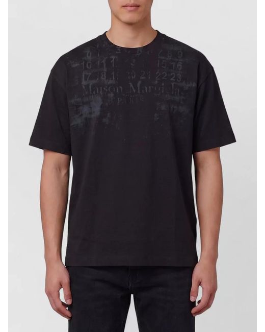 Maison Margiela Black Cotton Oversized Printed T-Shirt for men