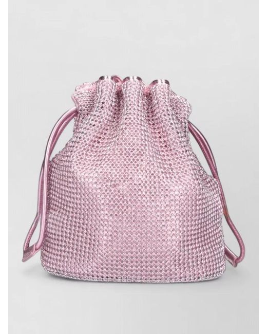 Anya Hindmarch Pink Bucket Bag Clutch Chain Strap Rhinestones