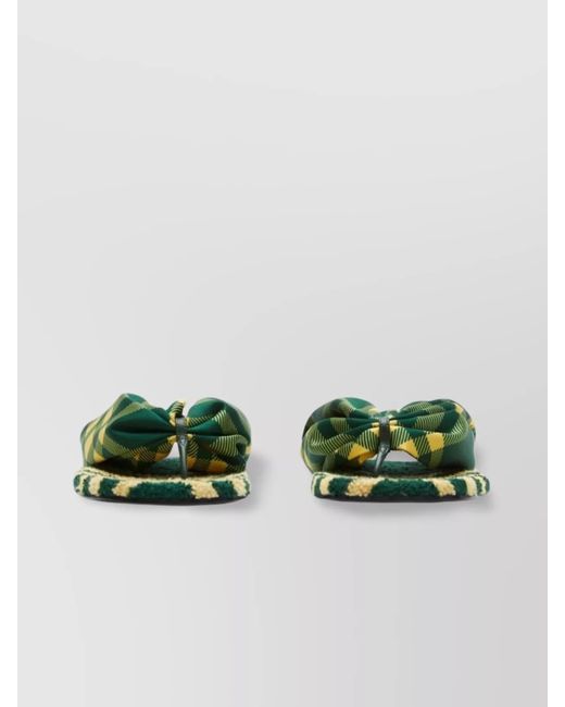 Burberry Green Check Thong Sandals