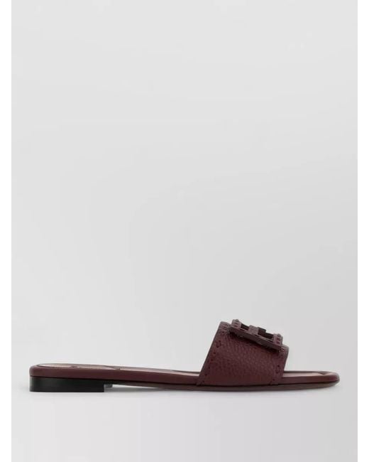 Fendi Brown Leather Slides