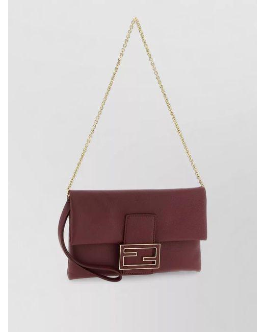 Fendi Purple Mamma Baguette Lamb Leather Clutch Bag
