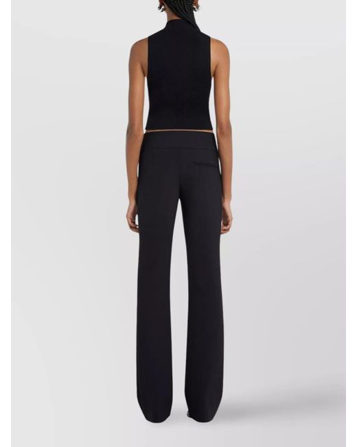 Courreges Blue Cotton Mock-Neck Sleeveless Top